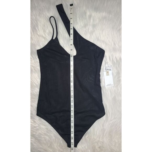 NWT|Good American Asymmetrical Black Mesh Bodysuit, 2 - Picture 6 of 9